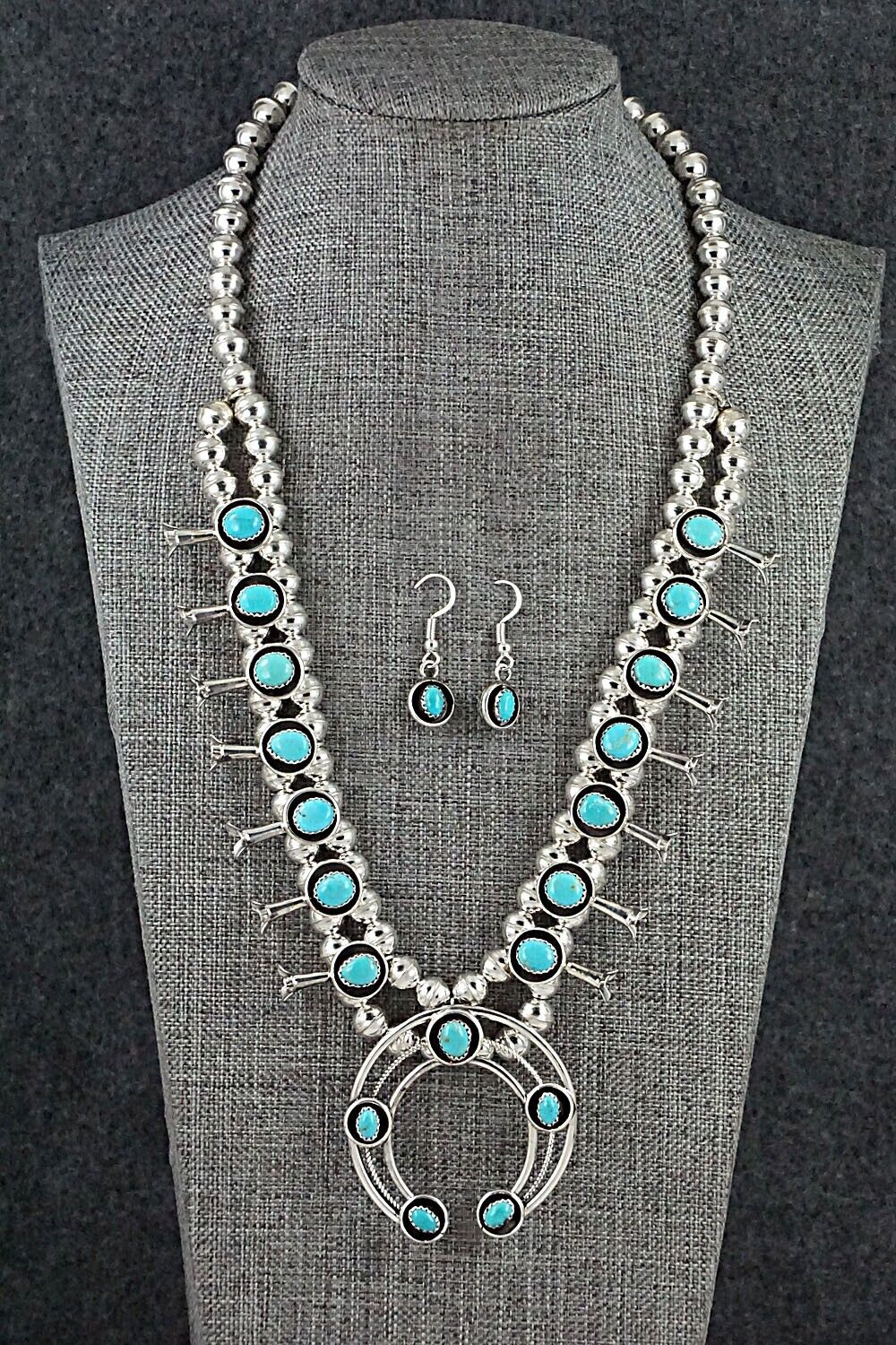 Turquoise & Sterling Silver Squash Blossom Set - Phil Garcia