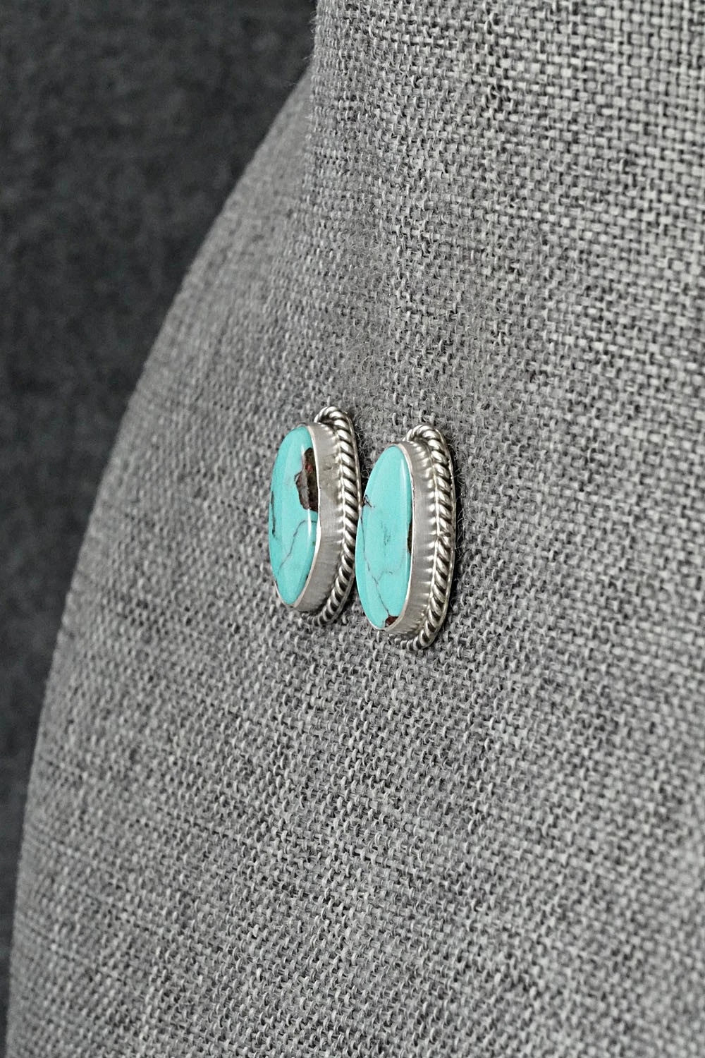 Turquoise & Sterling Silver Earrings - Eugene Gruber
