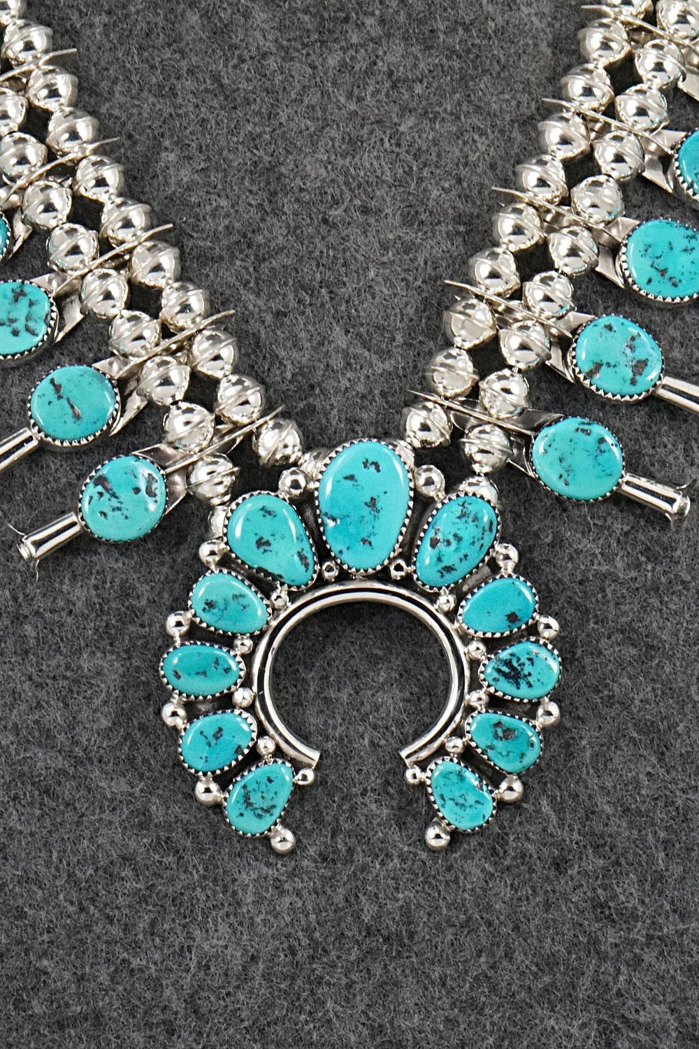 Turquoise & Sterling Silver Squash Blossom Set - Califreda Roanhorse