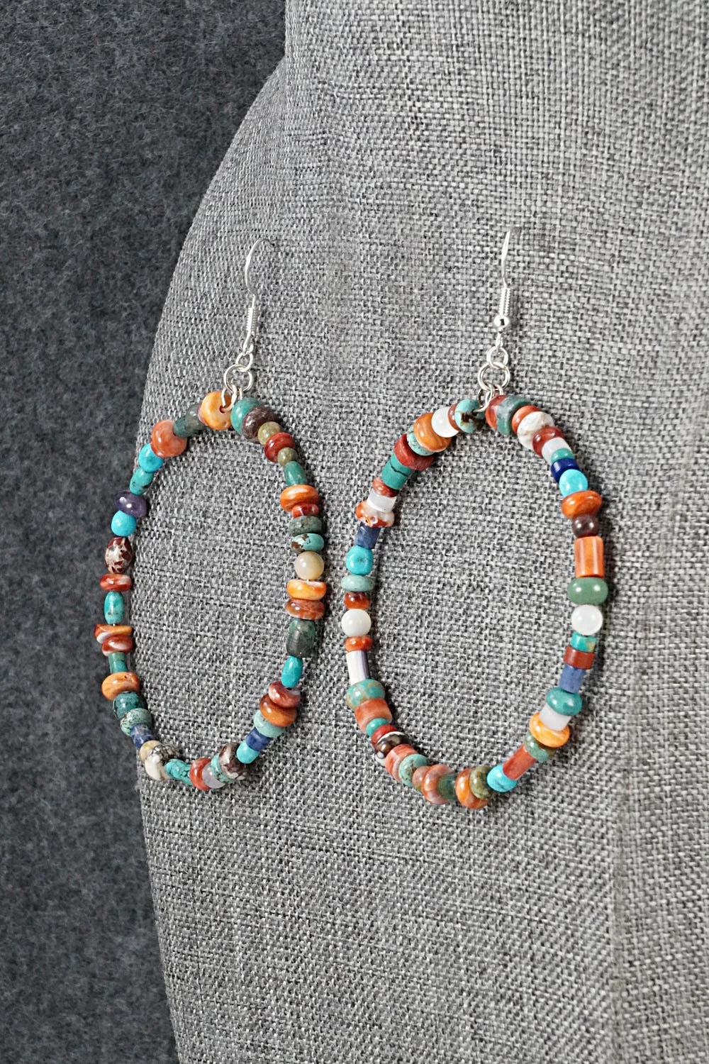Multi-Stone & Sterling Silver Earrings - Helen Tsosie