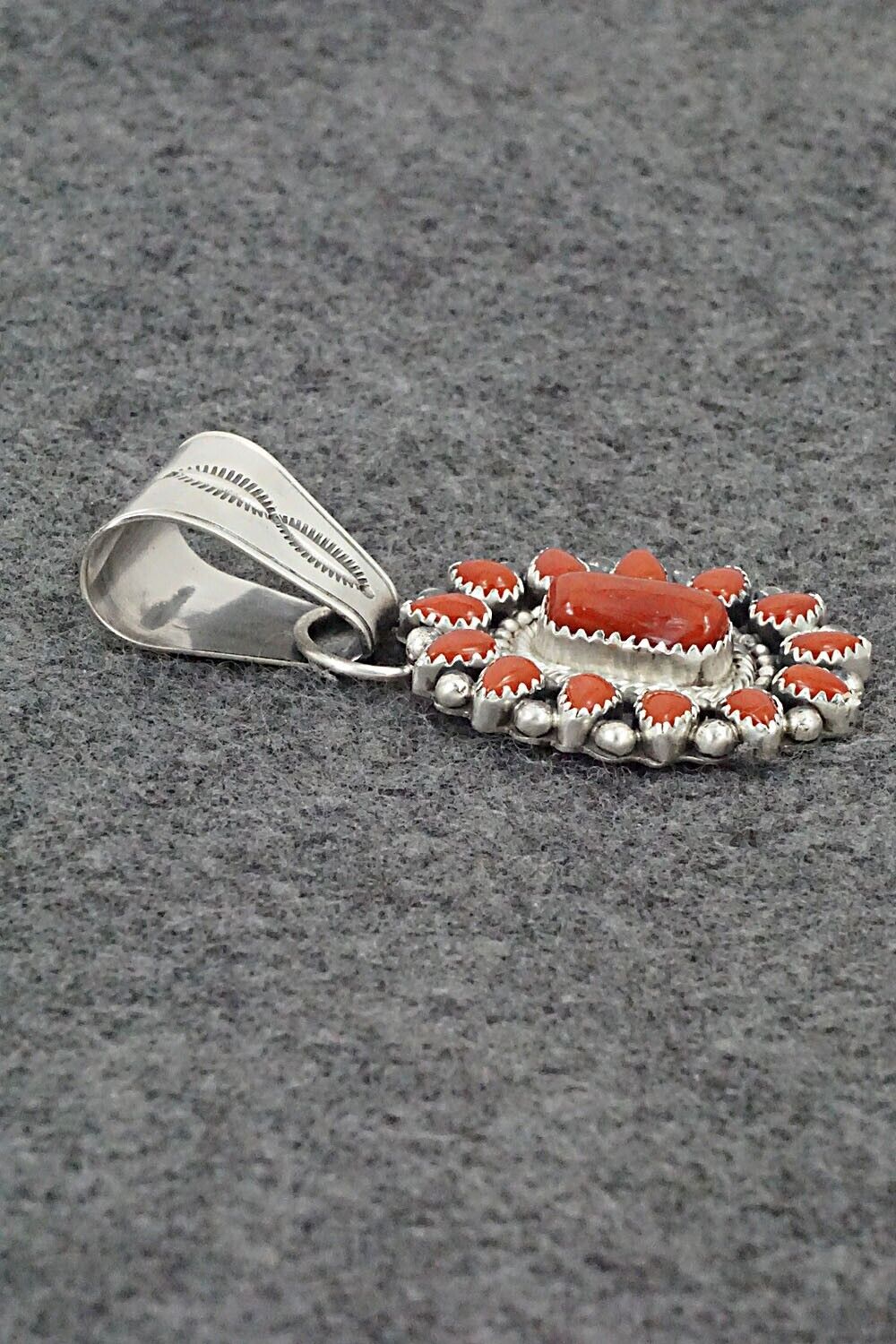 Coral & Sterling Silver Pendant - Tom Lewis