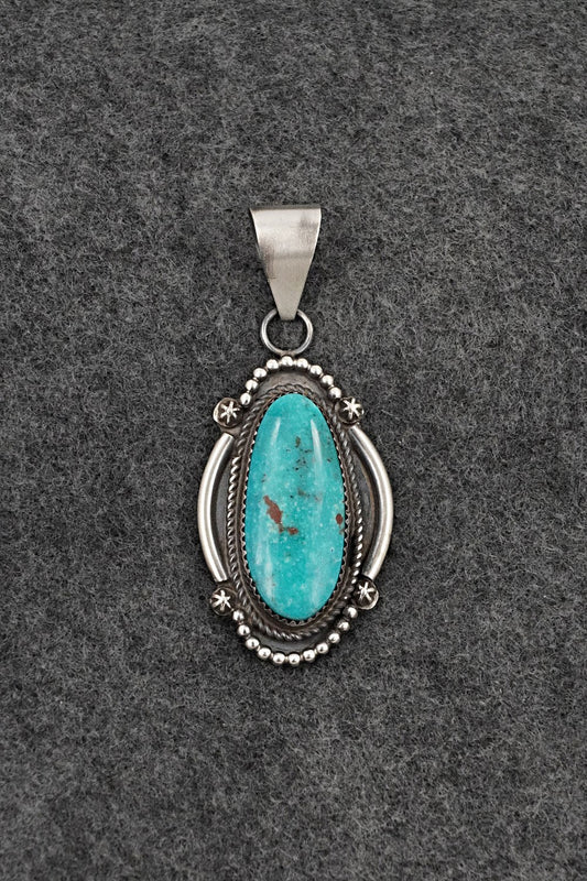 Turquoise and Sterling Silver Pendant - Leslie Nez