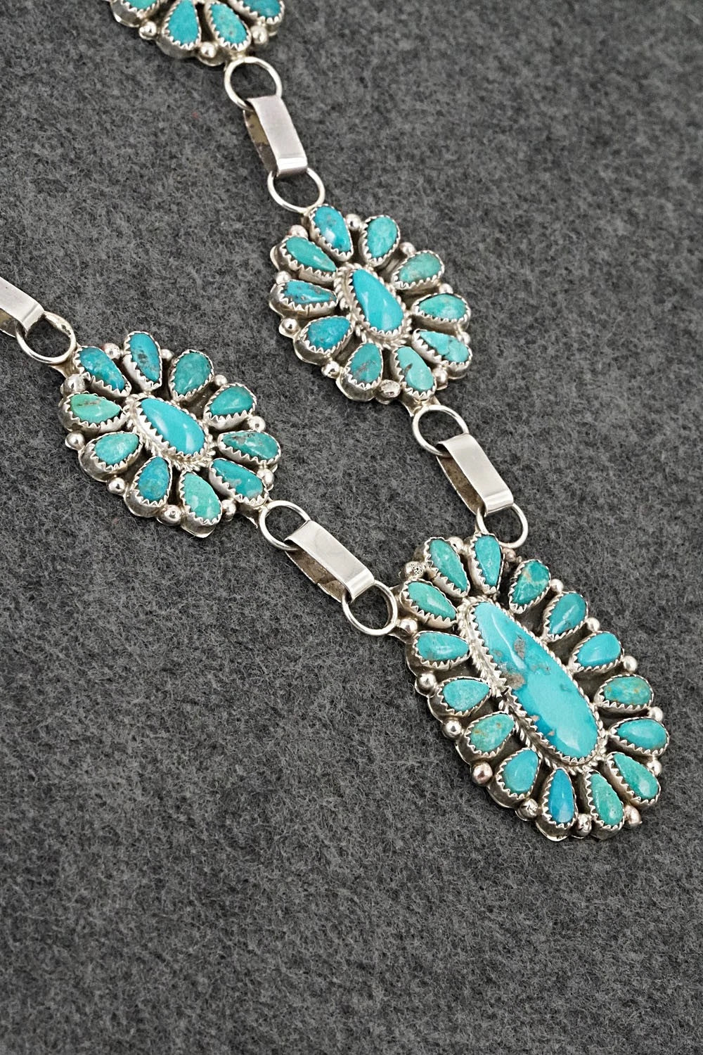 Turquoise & Sterling Silver Necklace and Earrings Set - Eunice Wilson