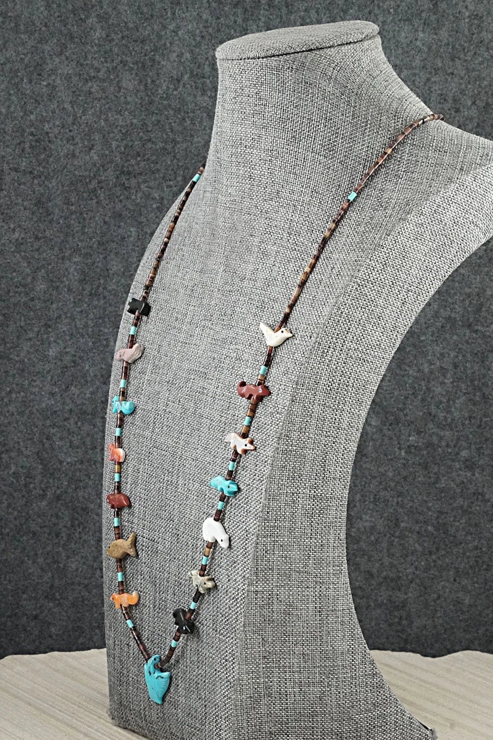 Multi-Stone Fetish Carving & Sterling Silver Necklace - Hector Goodluck