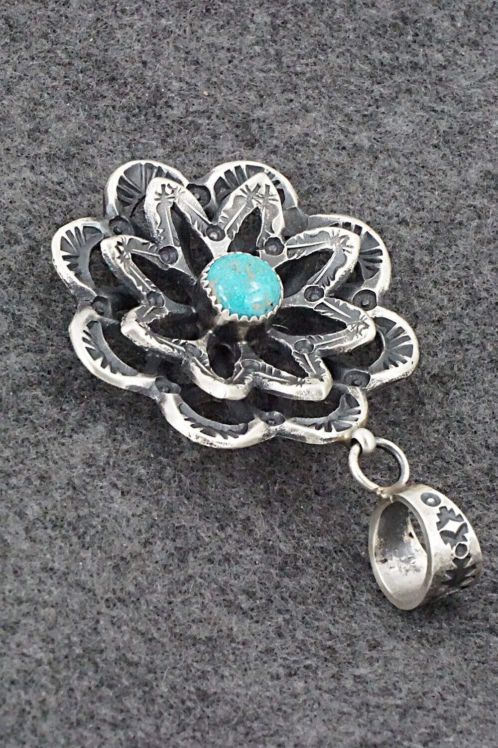 Turquoise & Sterling Silver Pendant - Kevin Billah