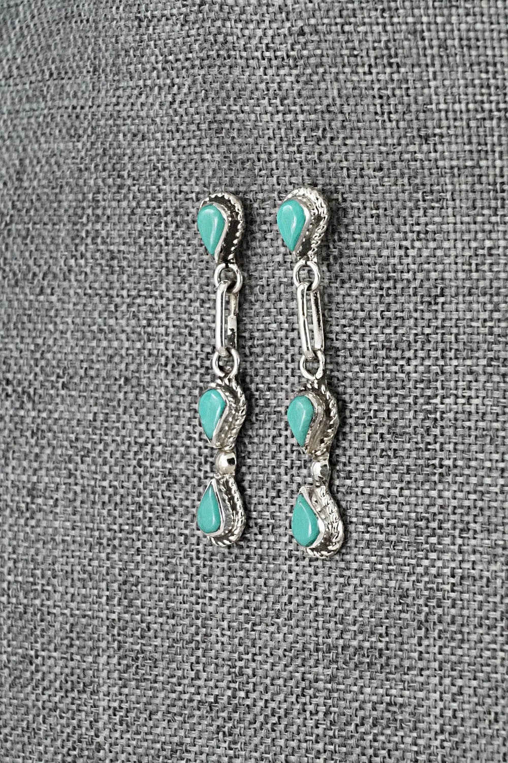 Turquoise & Sterling Silver Earrings - Carol Lateyice