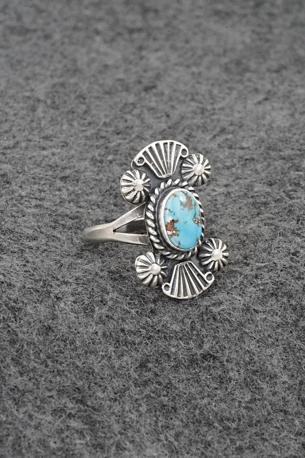 Turquoise and Sterling Silver Ring - Jerryson Henio - Size 8