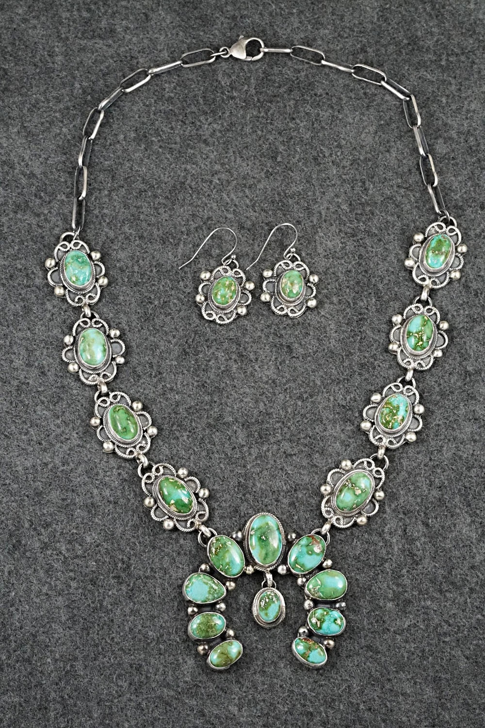 Turquoise & Sterling Silver Squash Blossom Set - Kathleen Livingston