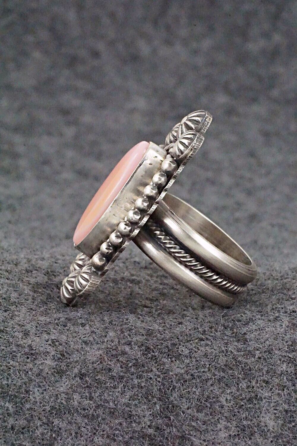 Pink Conch Shell & Sterling Silver Ring - Michael Calladitto - Size 8