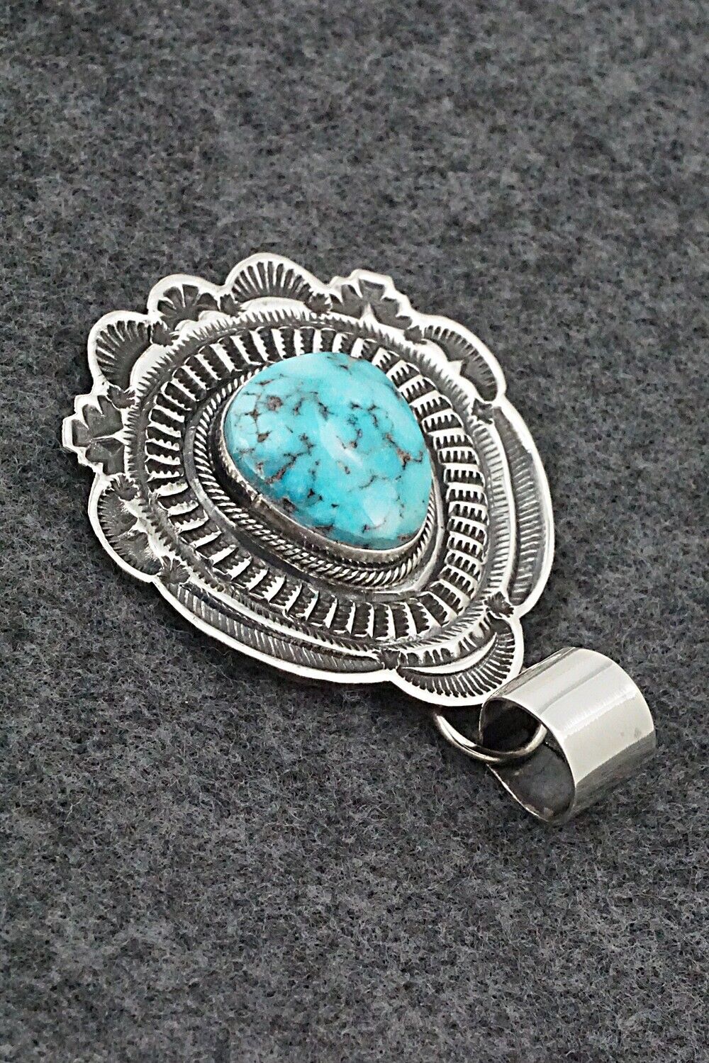 Turquoise & Sterling Silver Pendant - Leonard Maloney