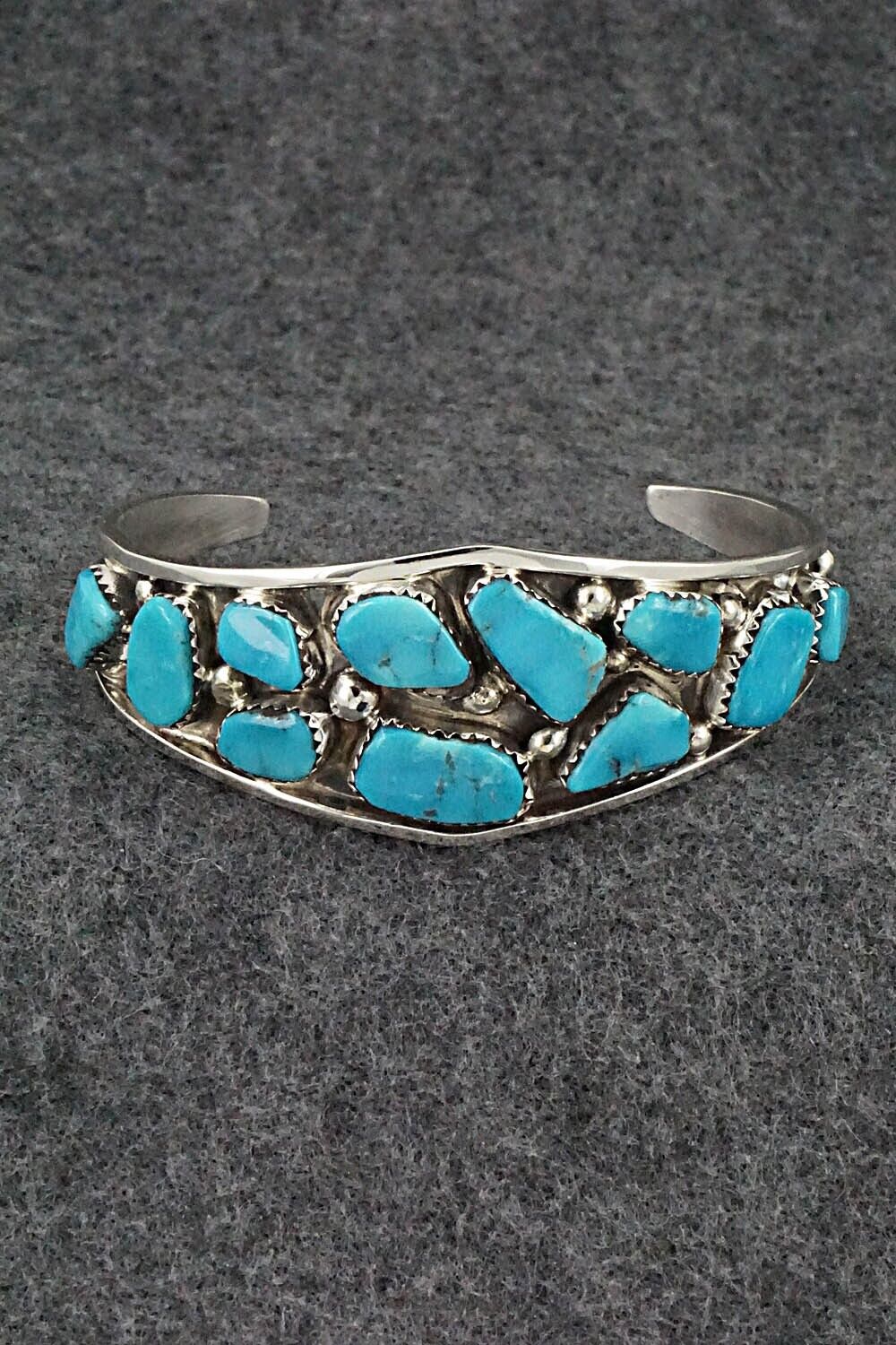 Turquoise & Sterling Silver Bracelet - Vangie Tsabetsaye