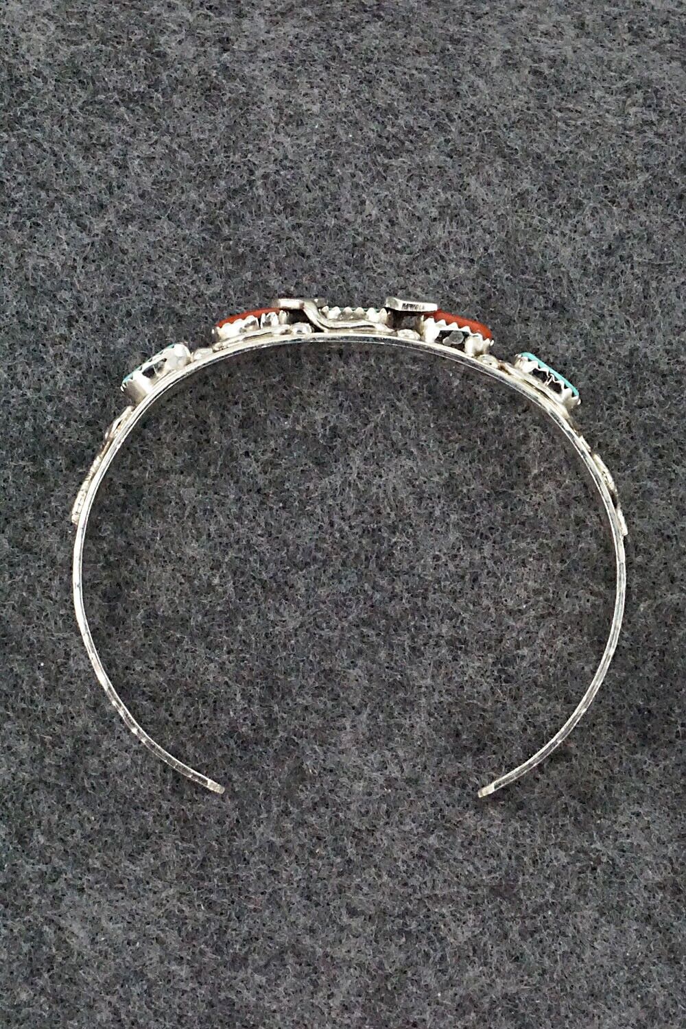 Turquoise, Coral & Sterling Silver Bracelet - Joy Calavaza