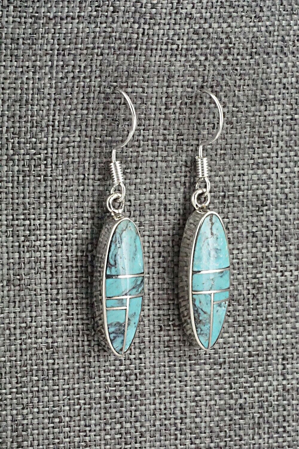 Turquoise & Sterling Silver Inlay Earrings - James Manygoats