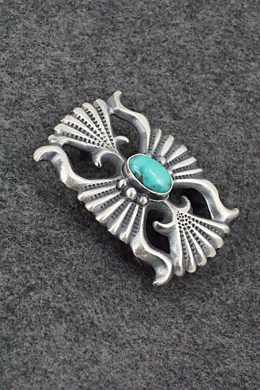 Turquoise & Sterling Silver Belt Buckle - Harrison Bitsue