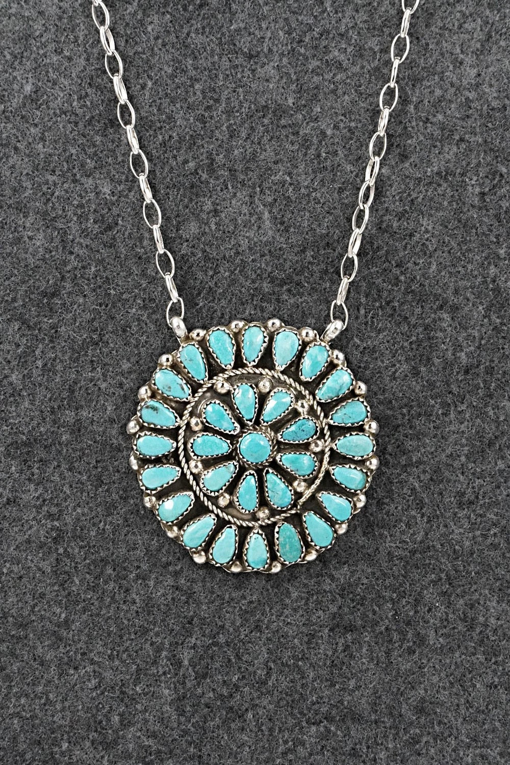 Turquoise & Sterling Silver Necklace - Eunise Wilson