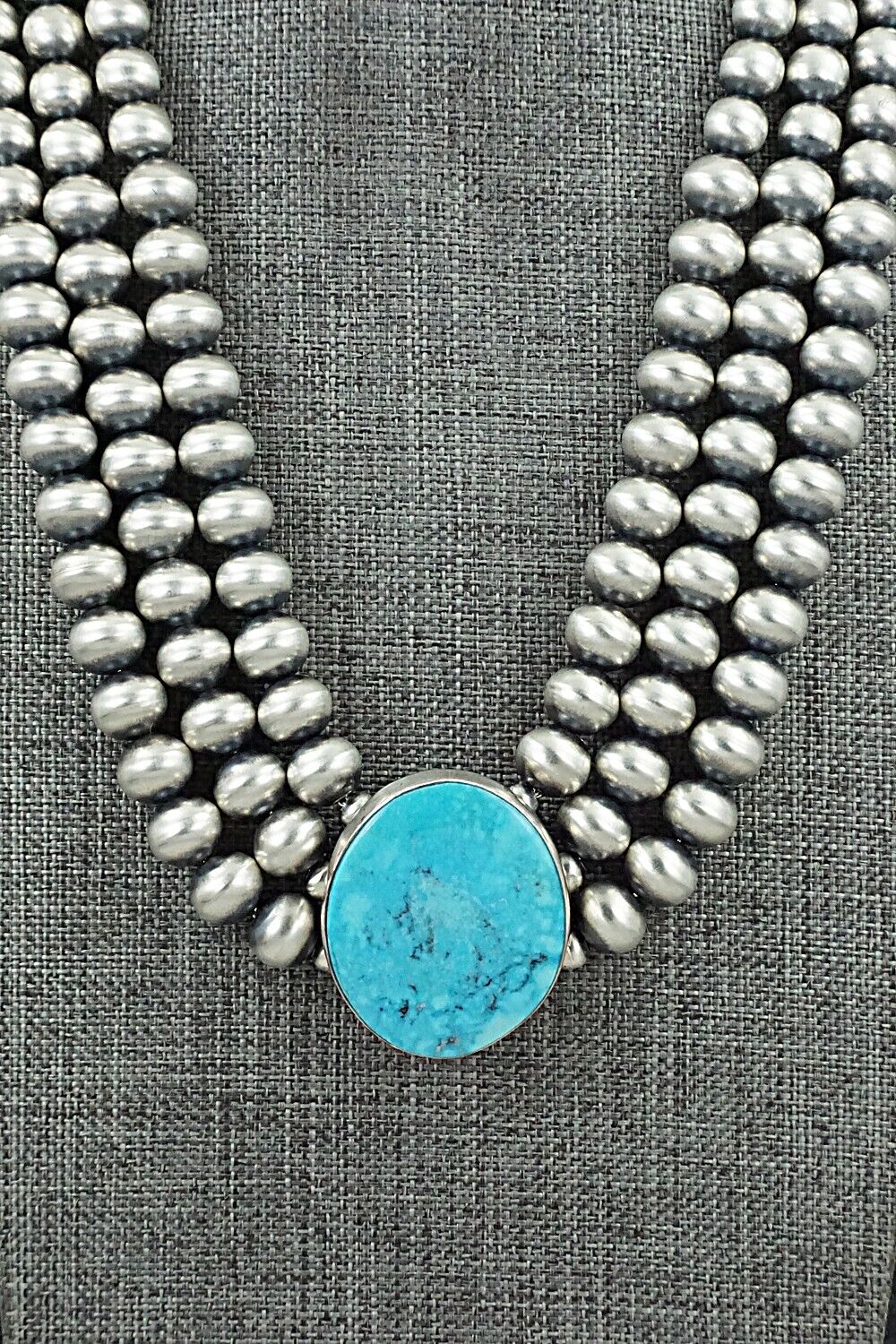 Turquoise & Navajo Pearl Sterling Silver Necklace - Alice Johnson