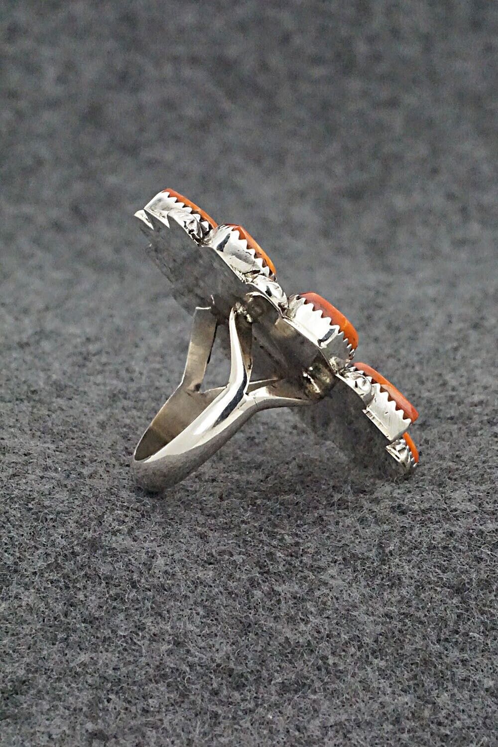 Spiny Oyster and Sterling Silver Ring - Selina Warner - Size 8