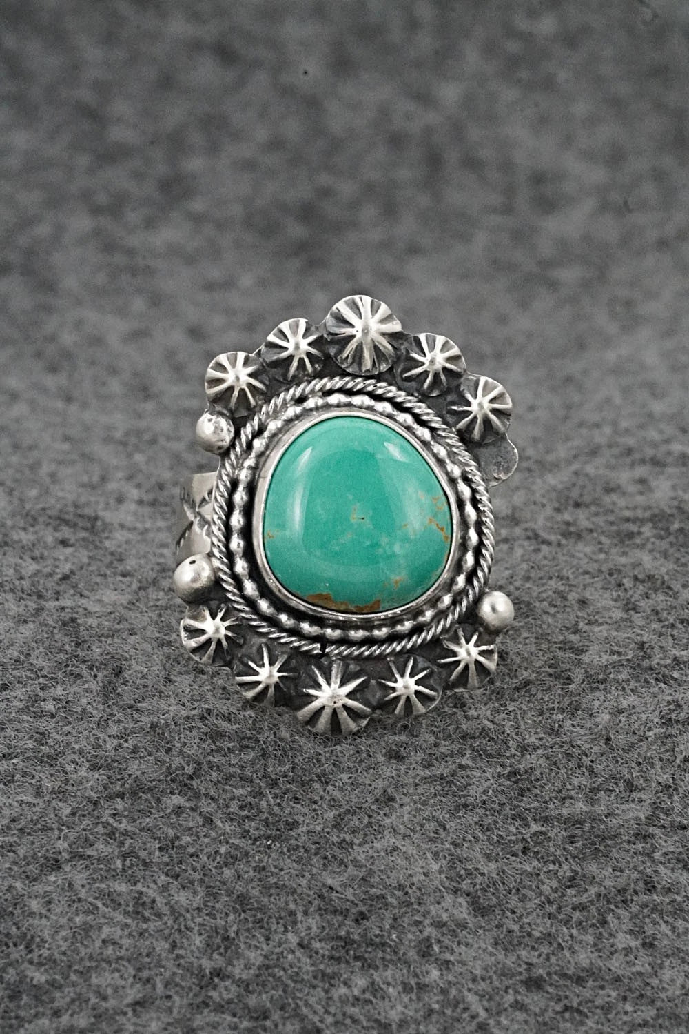 Turquoise & Sterling Silver Ring - Cordell Platero - Size Adjustable