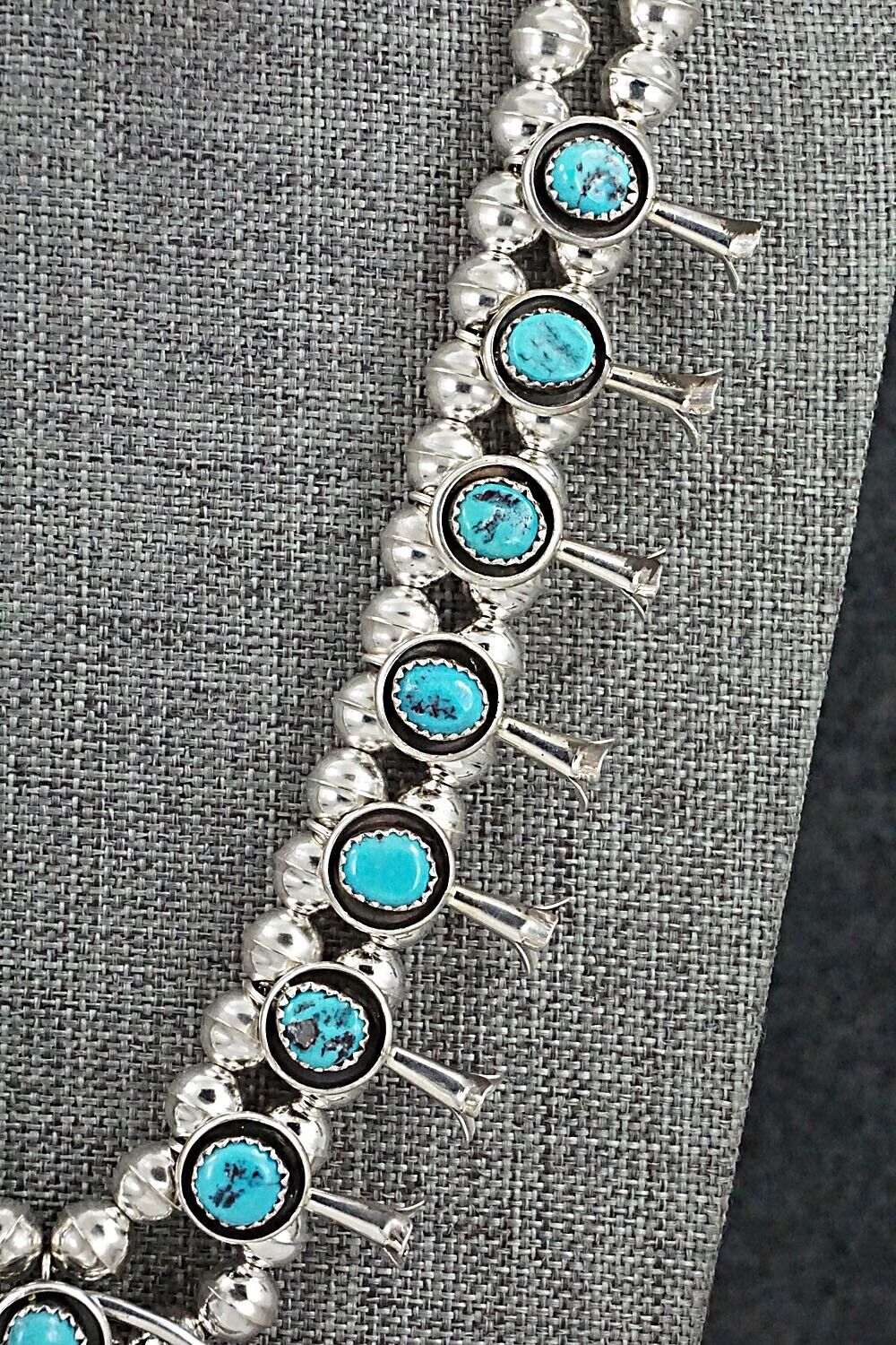Turquoise & Sterling Silver Squash Blossom Set - Phil Garcia