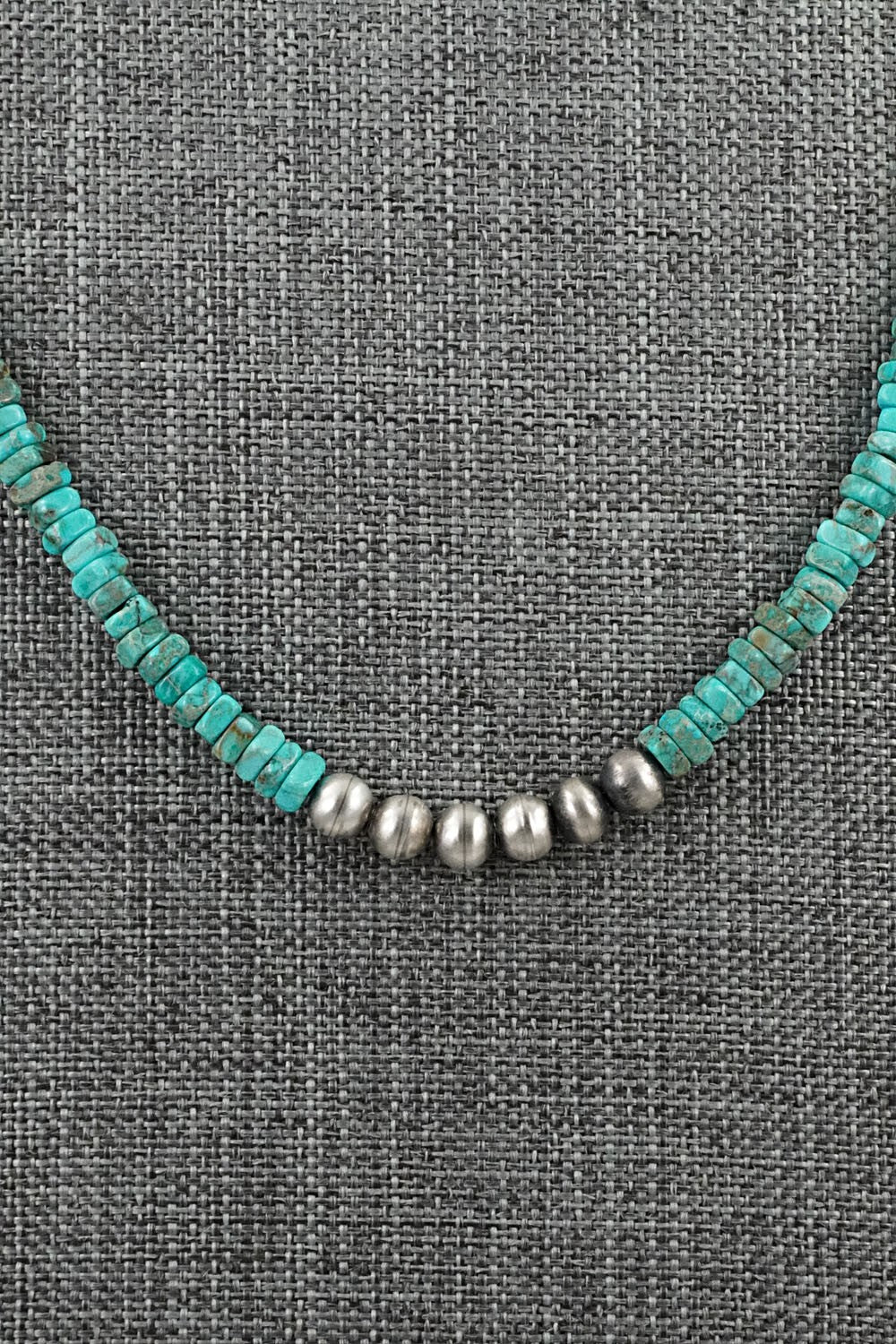 Turquoise & Sterling Silver Necklace 21" - Doreen Jake