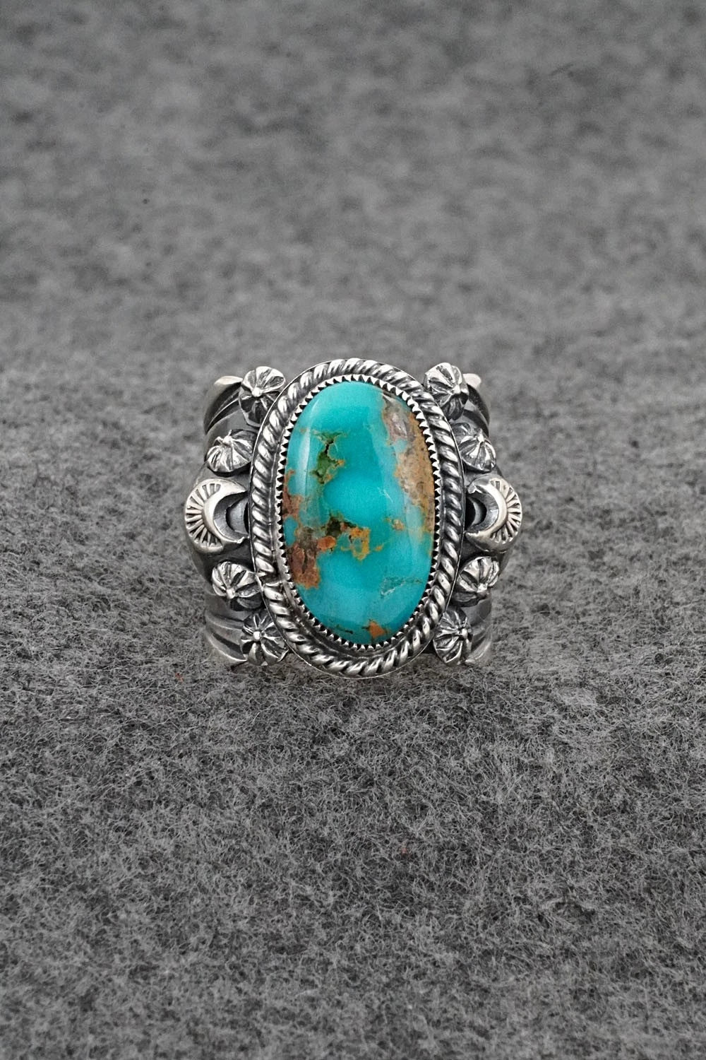 Turquoise & Sterling Silver Ring - Delbert Gordon - Size 8
