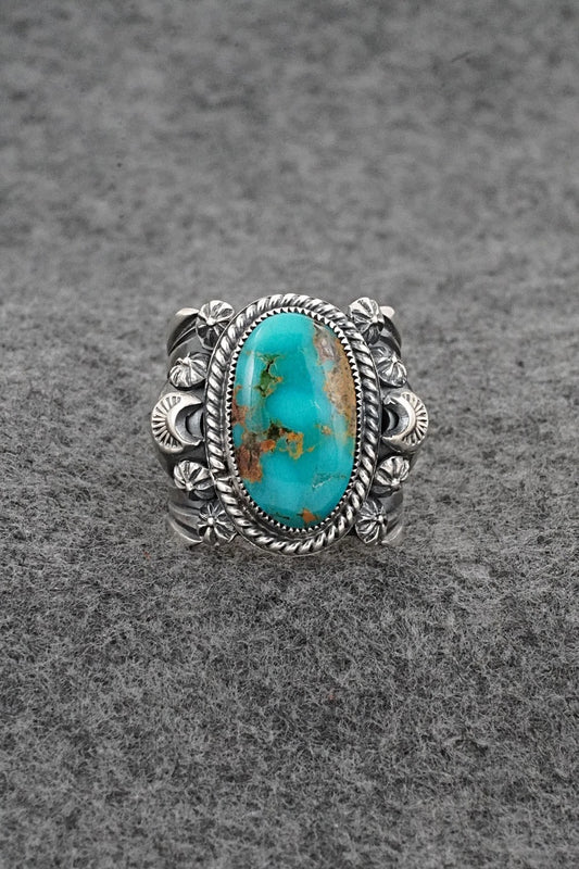 Turquoise & Sterling Silver Ring - Delbert Gordon - Size 8