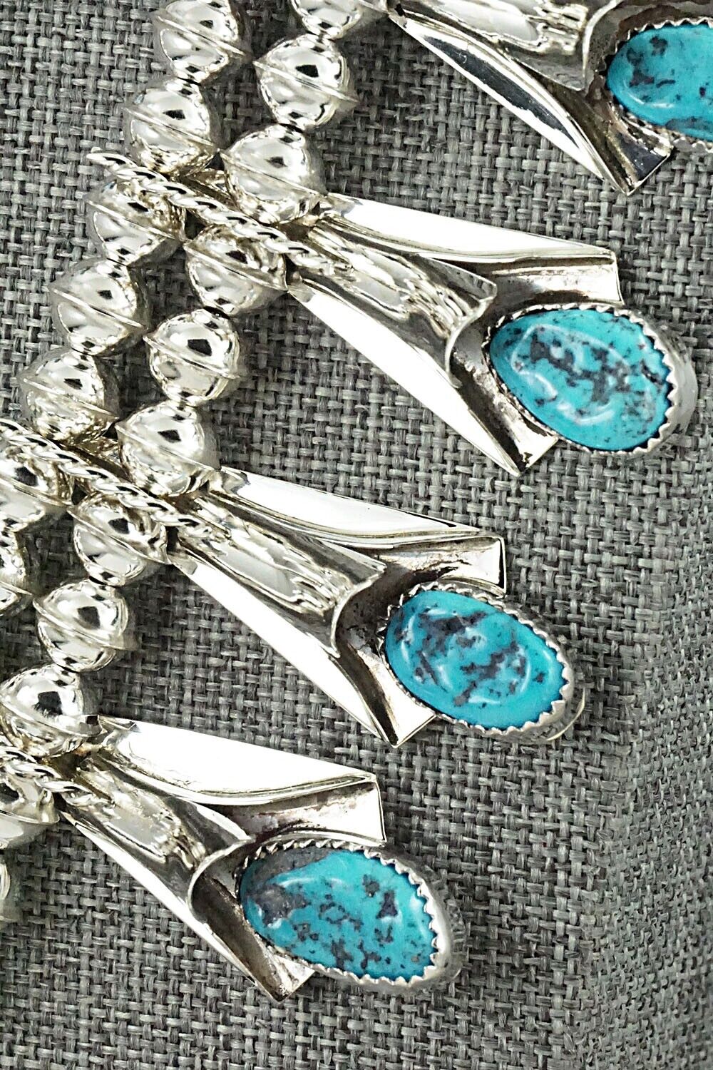 Turquoise & Sterling Silver Squash Blossom Set - Louise Yazzie