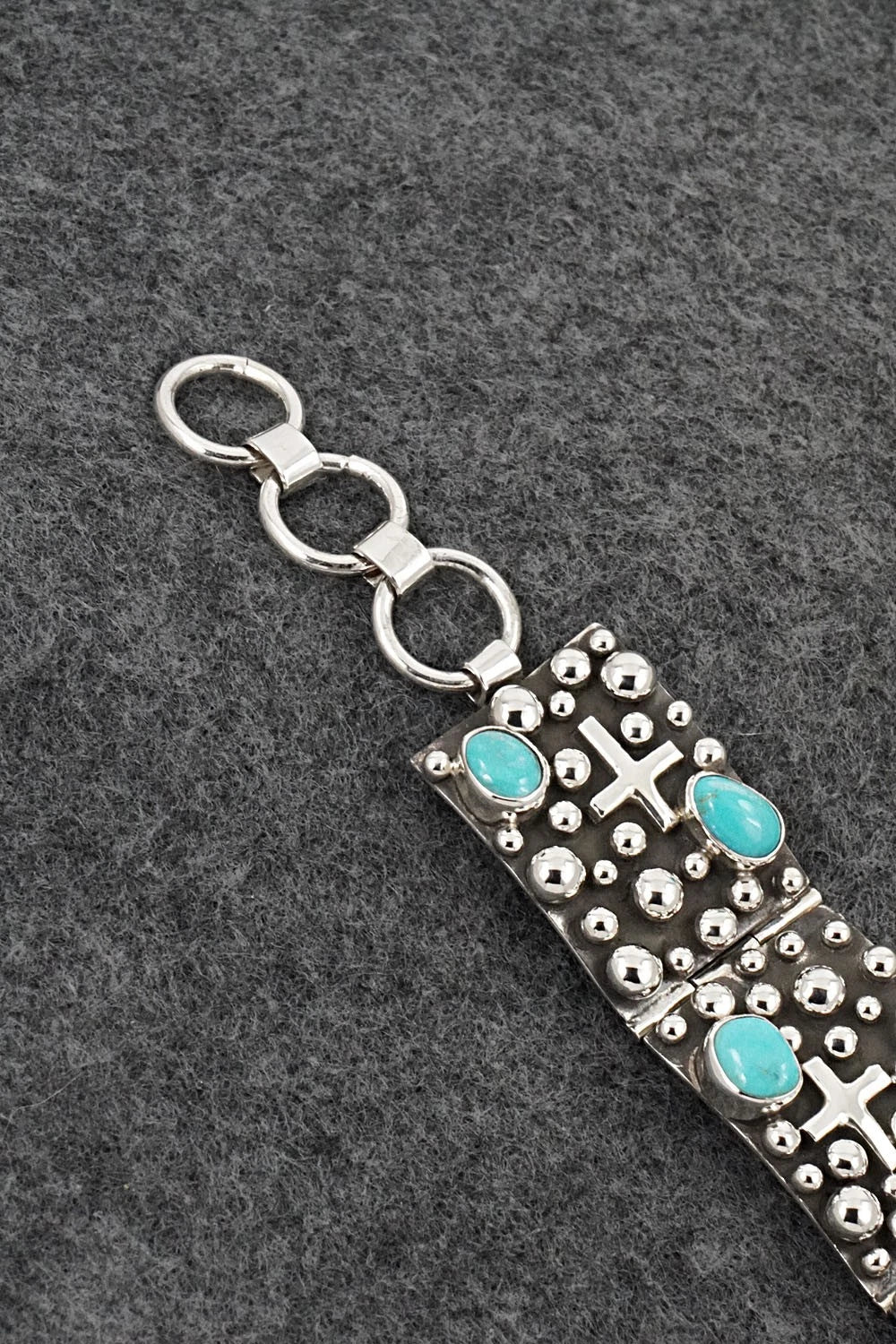 Turquoise & Sterling Silver Link Bracelet - Akee Douglas