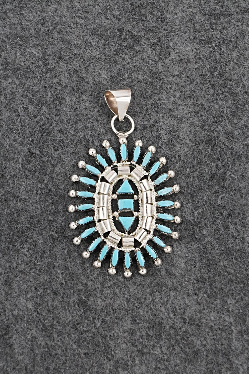 Turquoise & Sterling Silver Pendant - Evonne Hustito