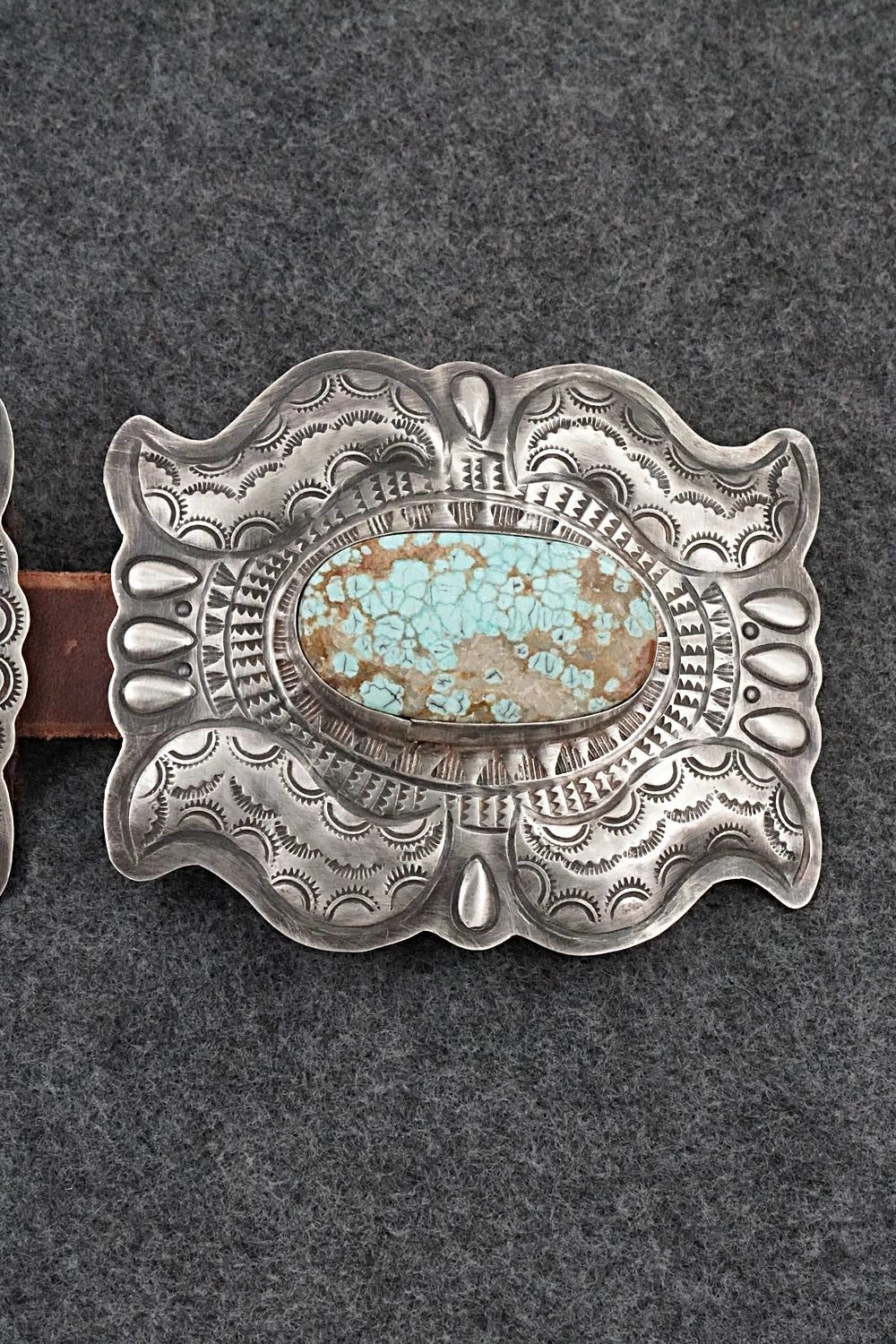 Turquoise, Sterling Silver & Leather Concho Belt - Dan Morgan