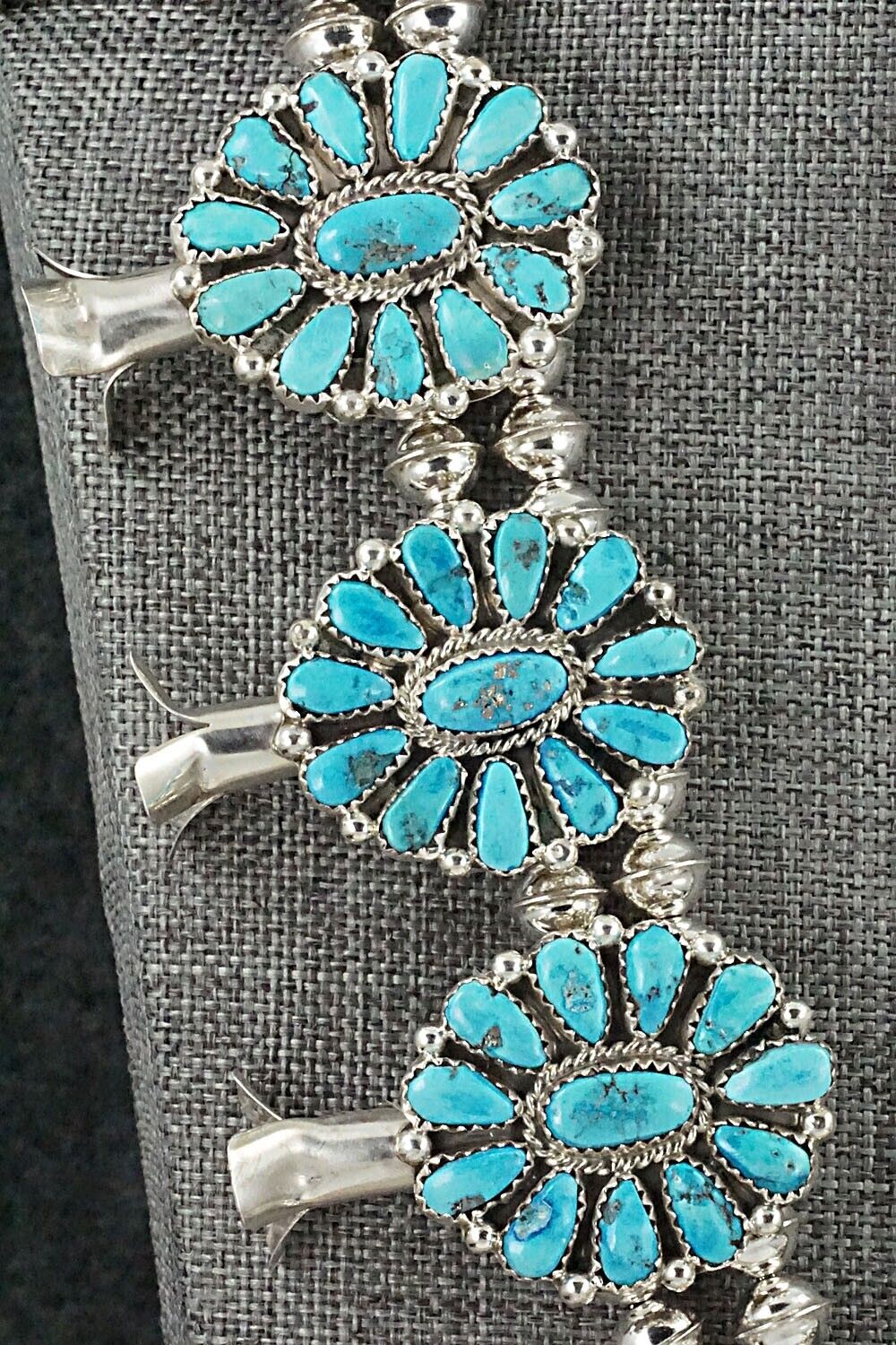Turquoise & Sterling Silver Squash Blossom Set - Eunise Wilson