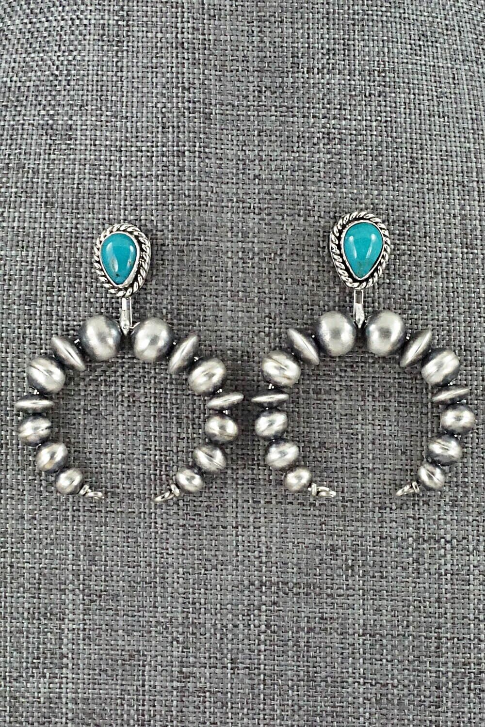 Turquoise & Sterling Silver Navajo Pearl Earrings - Amanda Larry