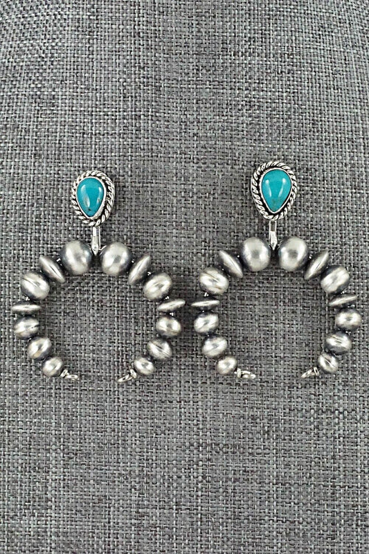 Turquoise & Sterling Silver Navajo Pearl Earrings - Amanda Larry