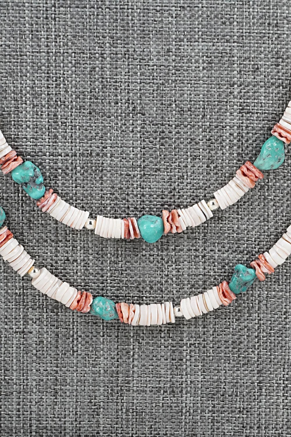 Spiny Oyster, Turquoise & Sterling Silver Necklace Set - Erika Brown