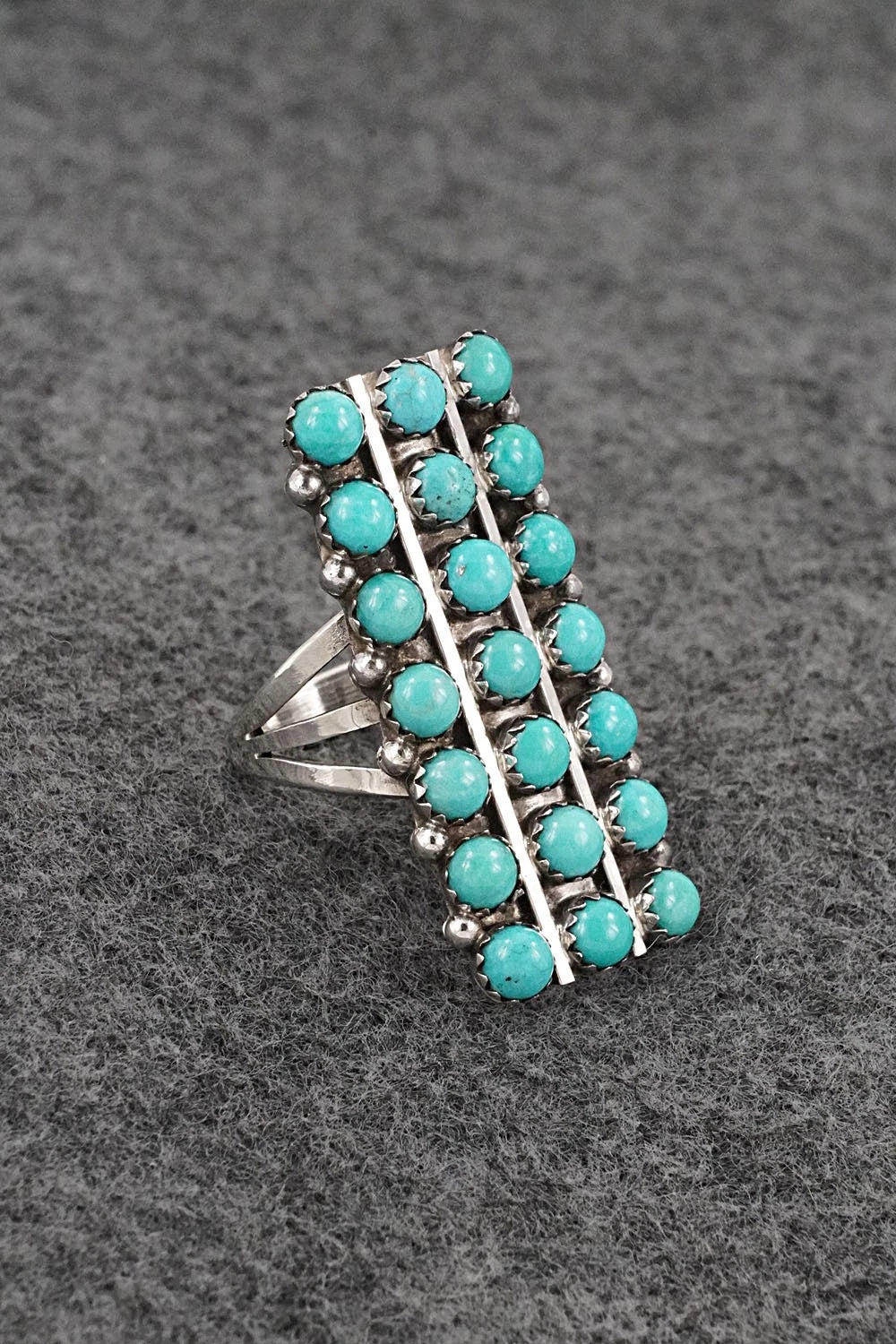 Turquoise & Sterling Silver Ring - Kenny Lonjose - Size 6.75