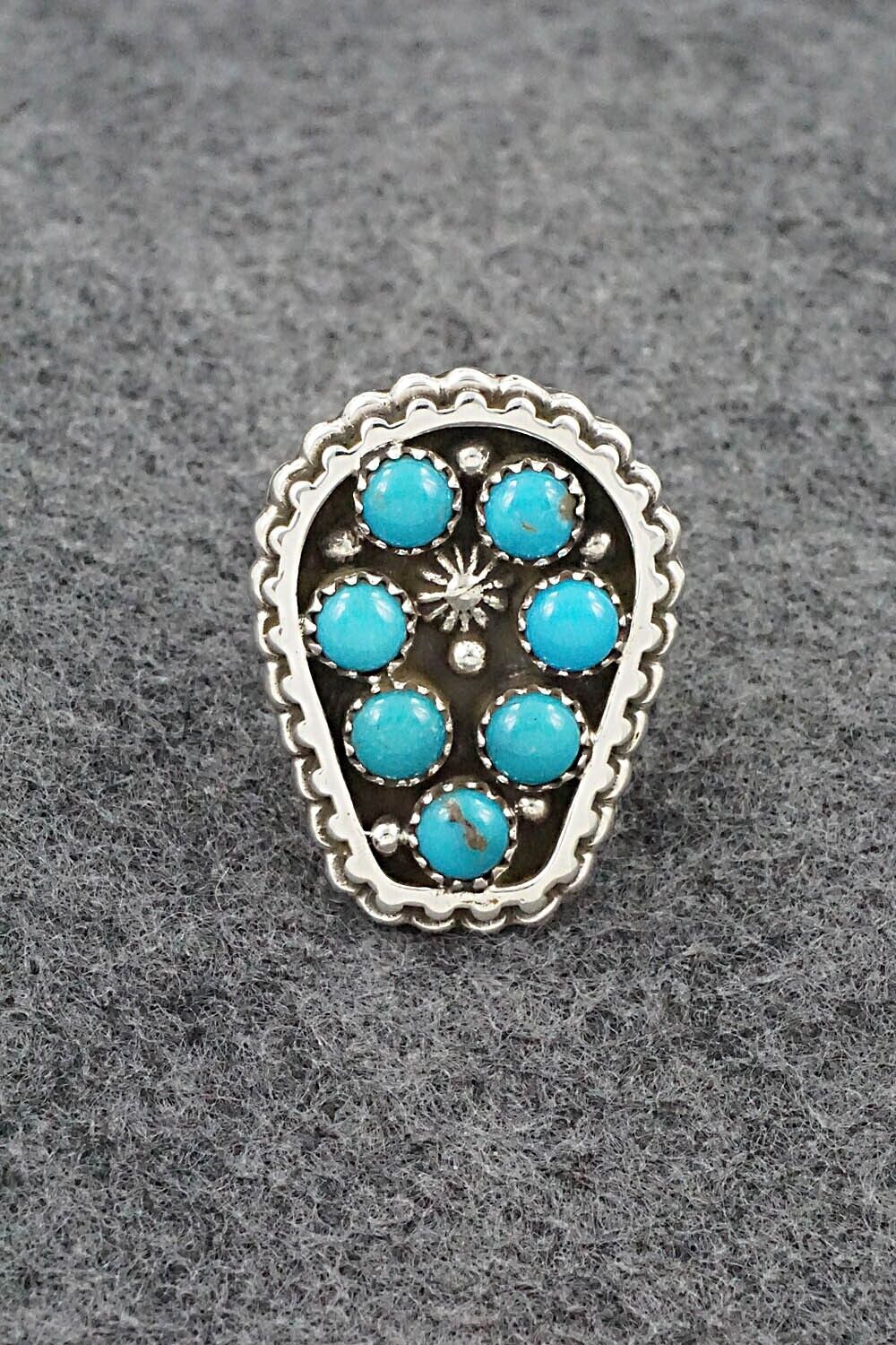 Turquoise & Sterling Silver Ring - Kenny Lonjose - Size 7.25