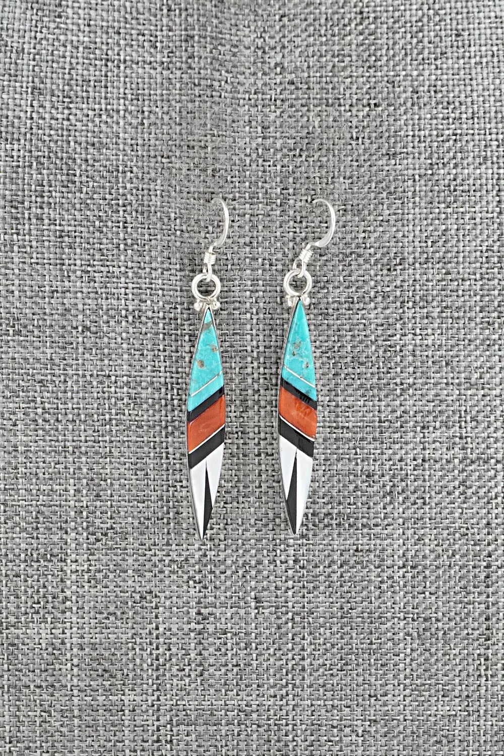 Multi-Stone Inlay & Sterling Silver Earrings - Cleo Kallestewa