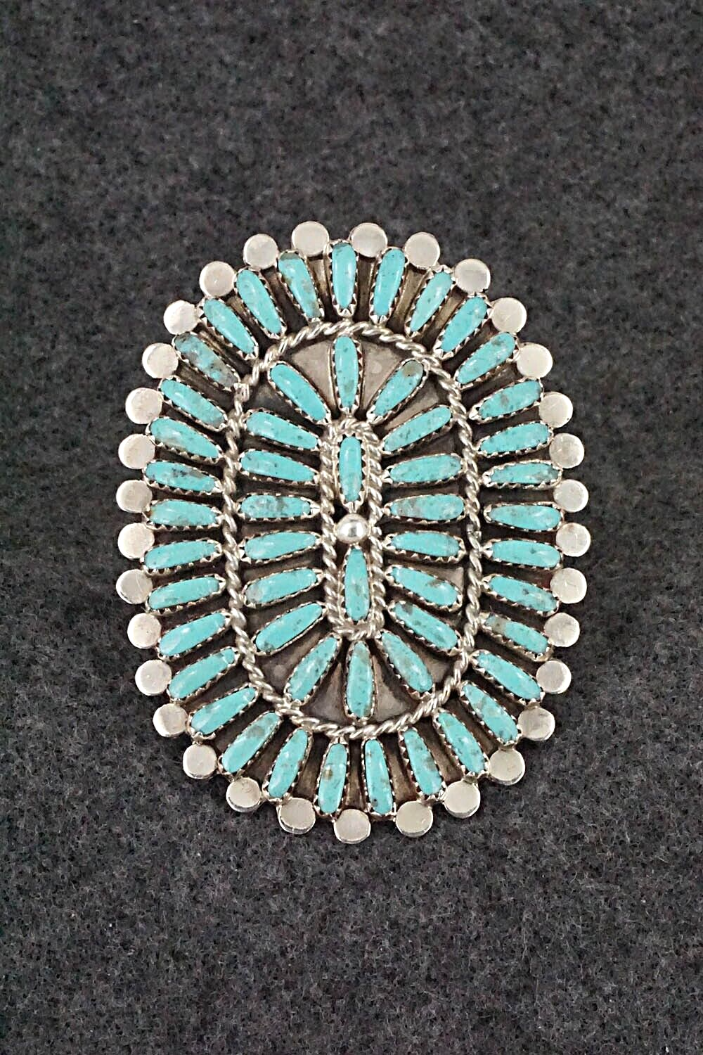 Turquoise & Sterling Silver Ring - Lavell Byjoe - Size 7.75