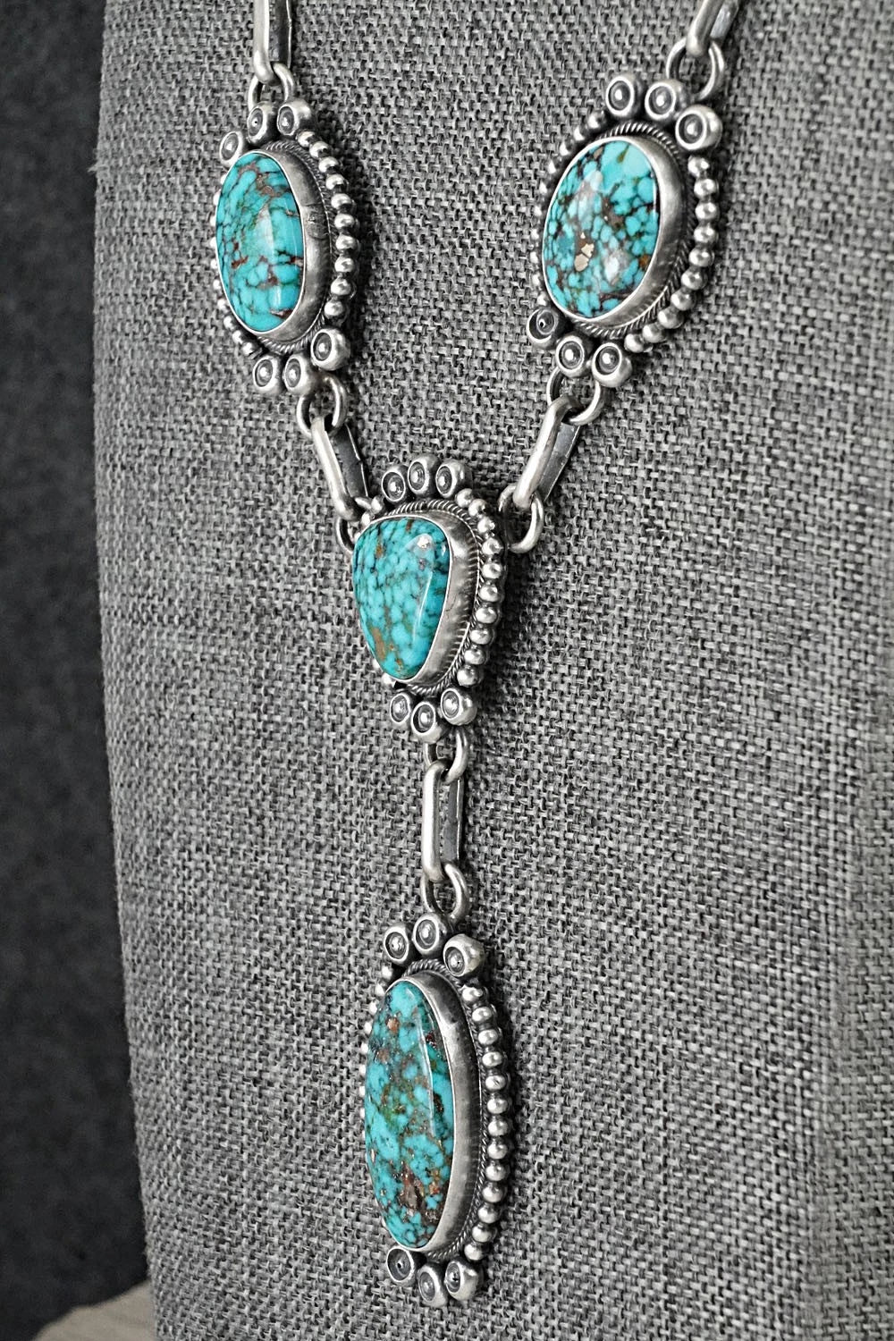 Turquoise & Sterling Silver Necklace and Earrings Set - Mark Yazzie