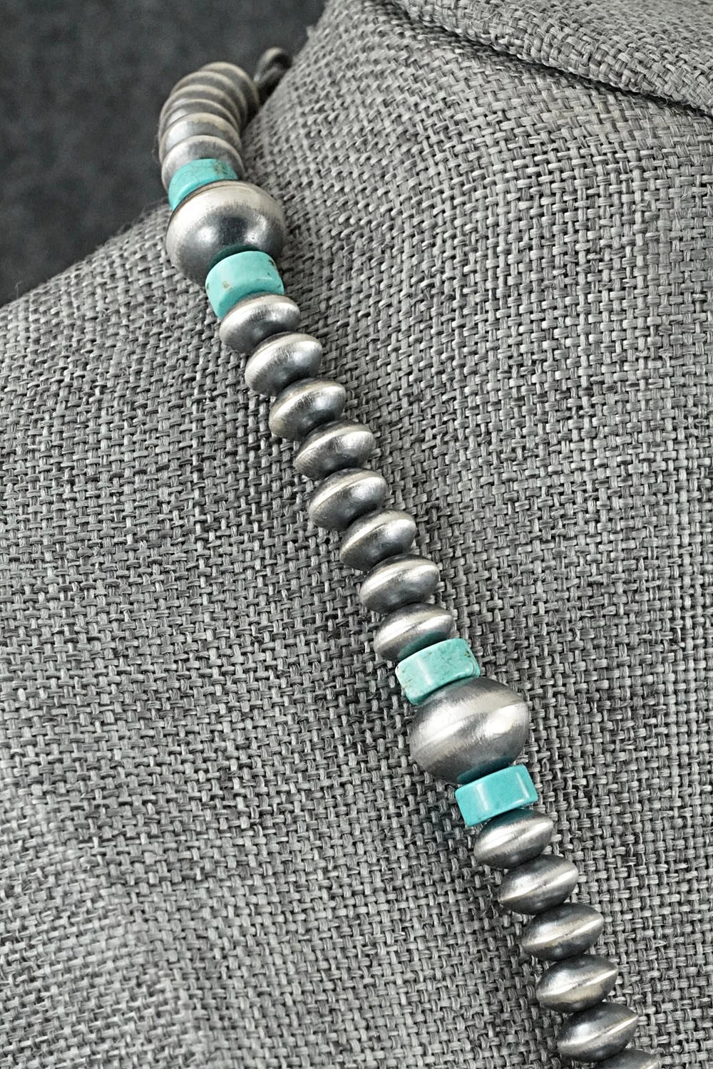 Turquoise & Sterling Silver Navajo Pearl Necklace 18" - Crystal Haley