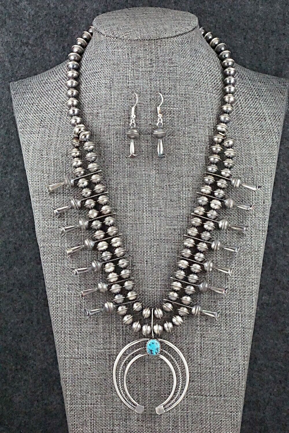Turquoise & Sterling Silver Squash Blossom Set - Phil Garcia