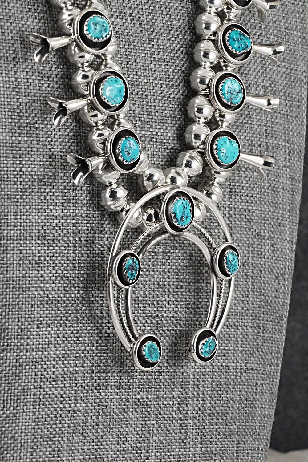 Turquoise & Sterling Silver Squash Blossom Set - Phil Garcia