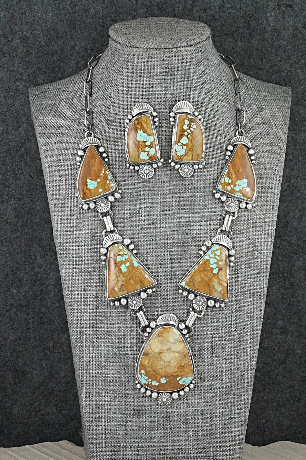 Turquoise & Sterling Silver Necklace and Earrings Set - Bob Becenti