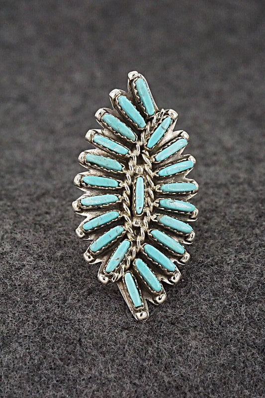 Turquoise & Sterling Silver Ring - Geraldine Faber - Size 8.75