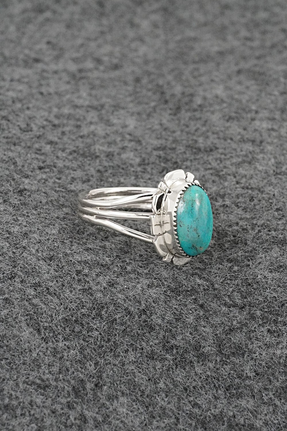 Turquoise & Sterling Silver Ring - Leona Delgarito - Size 7