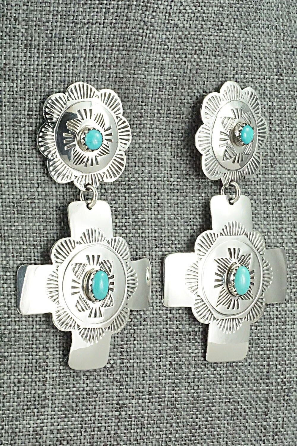 Turquoise and Sterling Silver Earrings - Bertha Begay