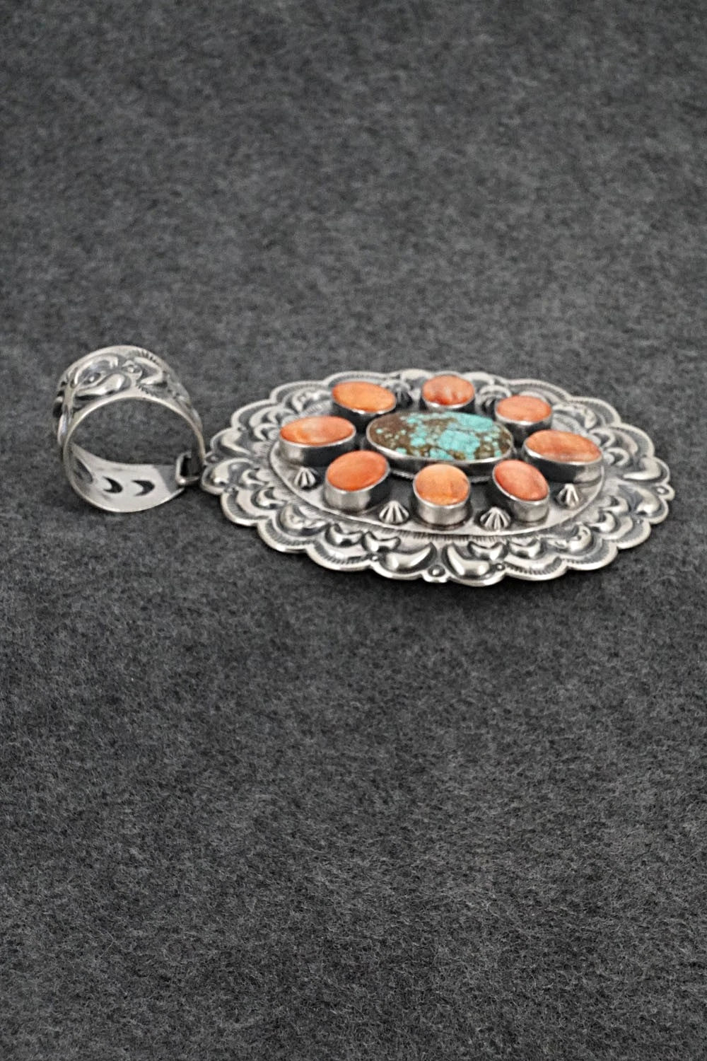 Turquoise, Spiny Oyster & Sterling Silver Pendant - Randy Boyd