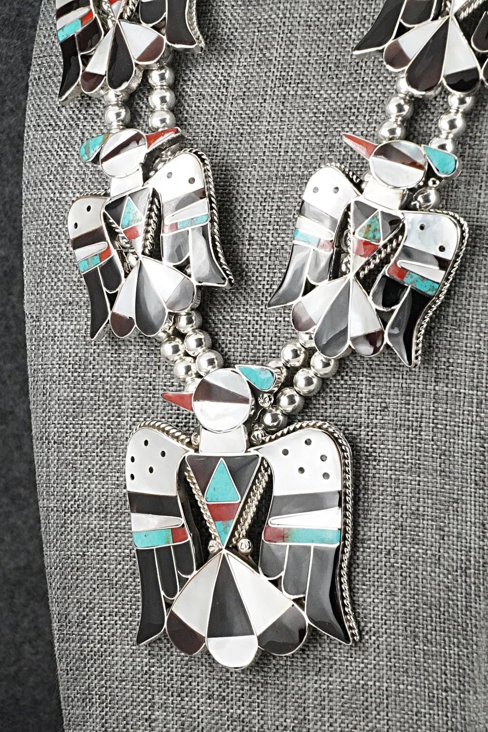 Multi-Stone & Sterling Silver Inlay Necklace Set - Bobby Shack
