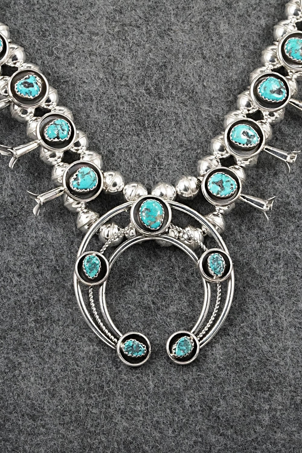 Turquoise & Sterling Silver Squash Blossom Set - Phil Garcia