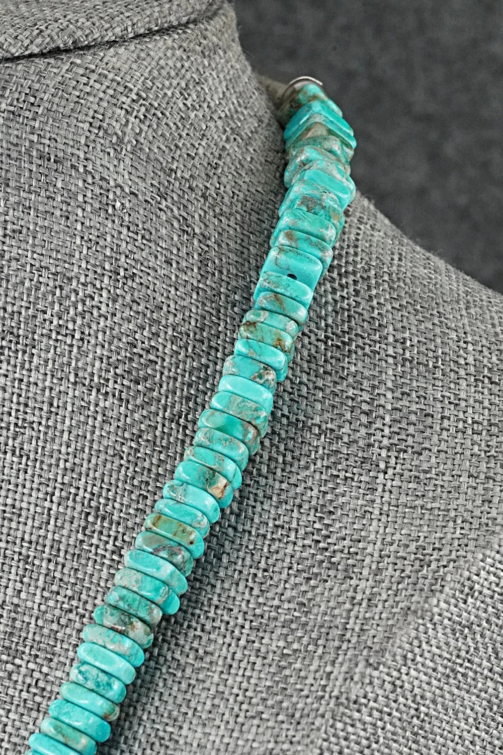 Turquoise & Sterling Silver Necklace 18" - Doreen Jake